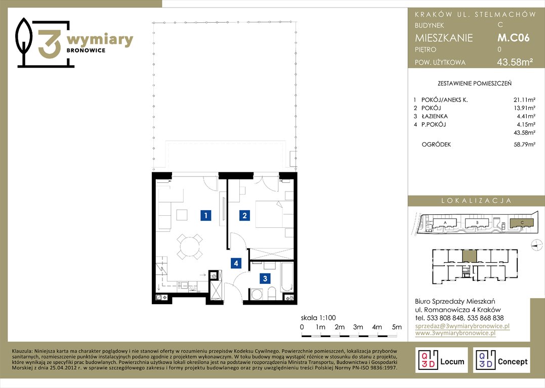 Nowe mieszkanie dwupokojowe 3 Wymiary Bronowice Kraków, Bronowice Wielkie, Stelmachów  44m2 Foto 1