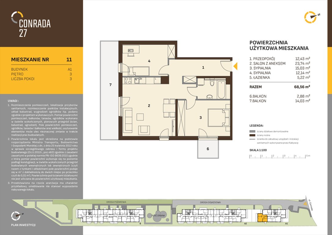 Nowe mieszkanie trzypokojowe CONRADA 27 Kraków, Prądnik Biały, Conrada 27  69m2 Foto 1