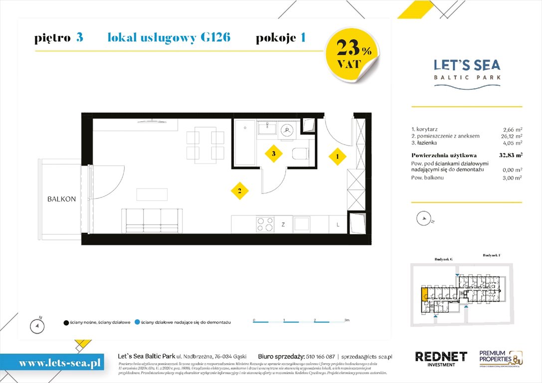 Nowy lokal użytkowy Let's sea Baltic Park Gąski, Nadbrzeżna 52  33m2 Foto 1