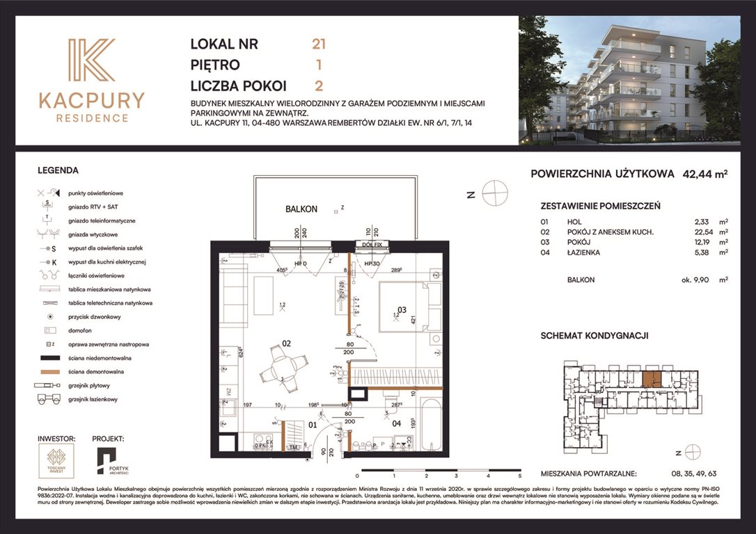 Nowe mieszkanie dwupokojowe Kacpury Residence Warszawa, Rembetów, Kacpury 11  42m2 Foto 1