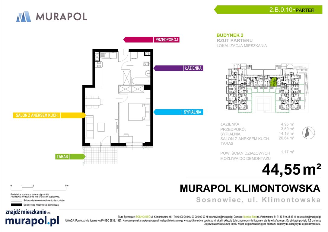 Nowe mieszkanie dwupokojowe Murapol Apartamenty na Wzgórzu Sosnowiec, ul. Klimontowska  45m2 Foto 1