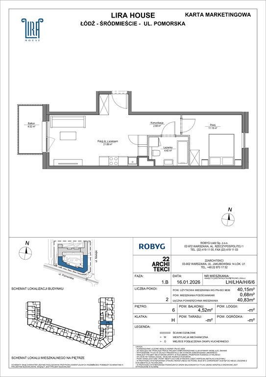 Nowe mieszkanie dwupokojowe Lira House Łódź, Pomorska 108  40m2 Foto 1