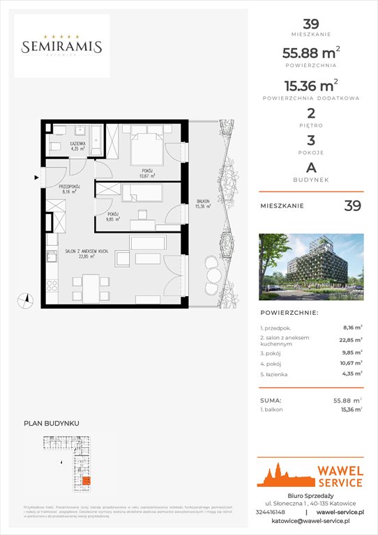 mieszkanie na sprzedaż 56m2 mieszkanie Katowice, Bogucice - Dąbrówka Mała, Wiertnicza 32