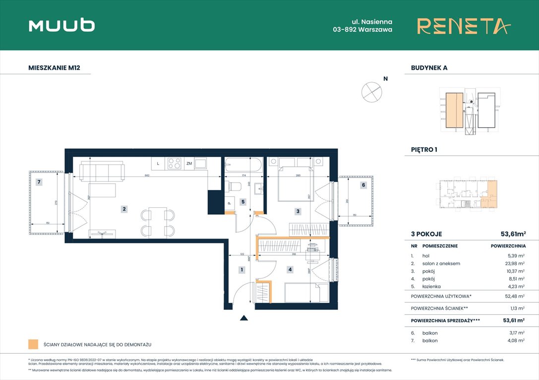 Nowe mieszkanie trzypokojowe RENETA Warszawa, Włochy, Nasienna 11  54m2 Foto 1