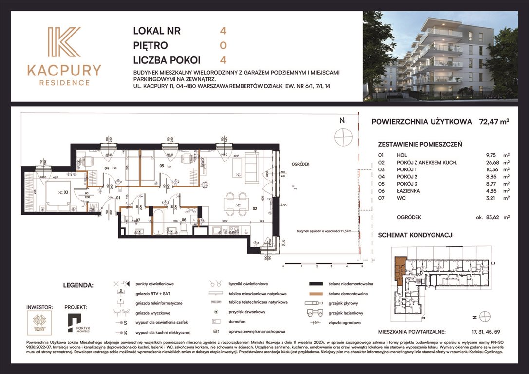 Nowe mieszkanie czteropokojowe  Kacpury Residence Warszawa, Rembetów, Kacpury 11  72m2 Foto 1