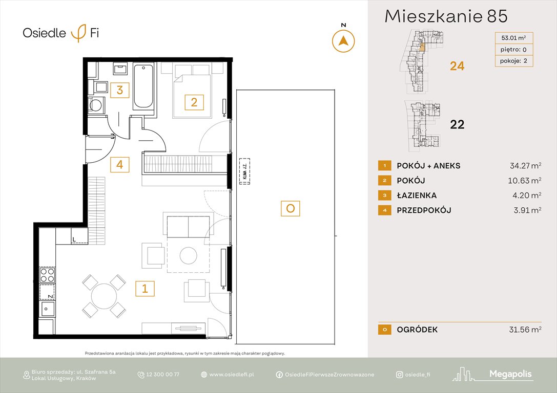 Nowe mieszkanie dwupokojowe Osiedle FI 3 Kraków, Podgórze, Rzemieślnicza 22-24  53m2 Foto 1