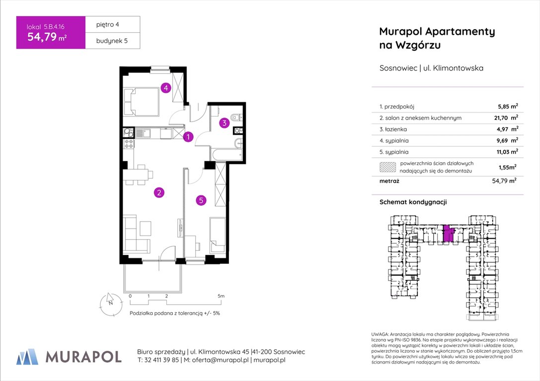 Nowe mieszkanie trzypokojowe Murapol Apartamenty na Wzgórzu Sosnowiec, ul. Klimontowska  55m2 Foto 1