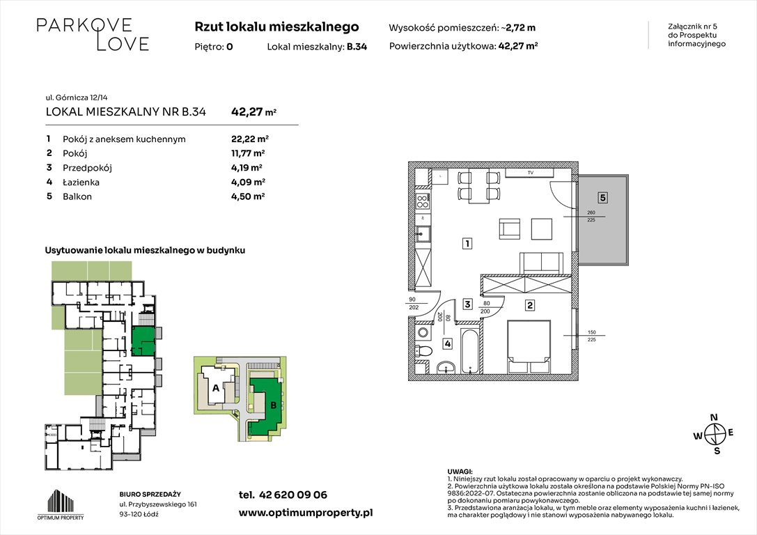 Nowe mieszkanie dwupokojowe PARKOVE LOVE Łódź, Bałuty-Doły, ul. Górnicza 12/14  42m2 Foto 1