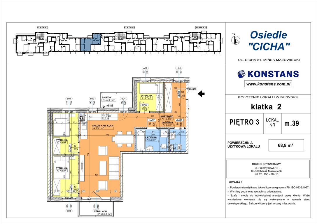 Nowe mieszkanie czteropokojowe  Cicha 21 Mińsk Mazowiecki, Cicha 12  69m2 Foto 1