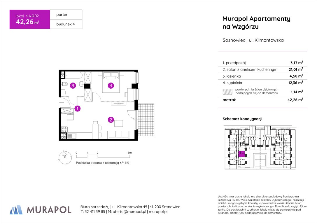 Nowe mieszkanie dwupokojowe Murapol Apartamenty na Wzgórzu Sosnowiec, ul. Klimontowska  42m2 Foto 1