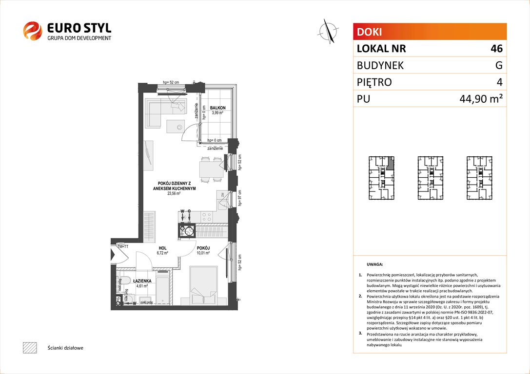 Nowe mieszkanie dwupokojowe DOKI LIVING Gdańsk, Śródmieście, ks. Jerzego Popiełuszki/Rybaki Górne  45m2 Foto 1