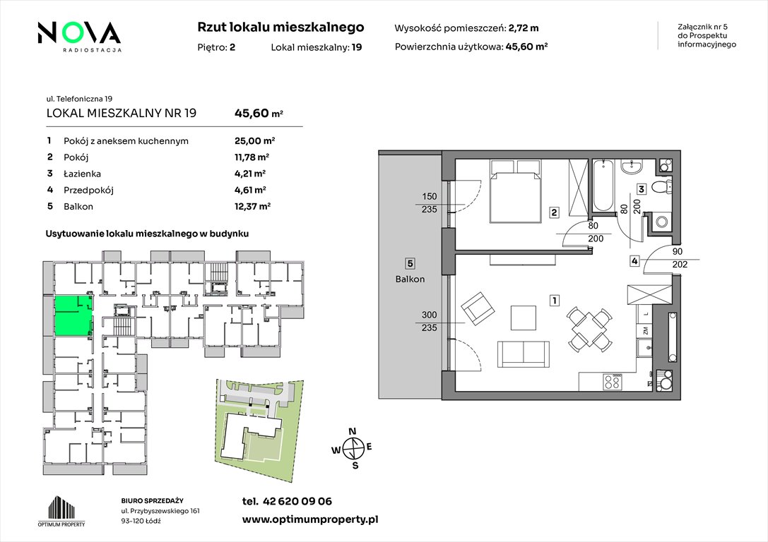 Nowe mieszkanie dwupokojowe NOVA RADIOSTACJA  Łódź, Śródmieście, ul. Telefoniczna 19  46m2 Foto 1