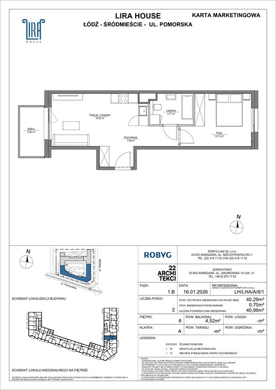 Nowe mieszkanie dwupokojowe Lira House Łódź, Pomorska 108  40m2 Foto 1
