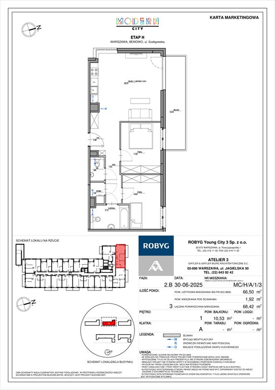 Nowe mieszkanie trzypokojowe Modern City Warszawa, Bemowo, Szeligowska  67m2 Foto 1