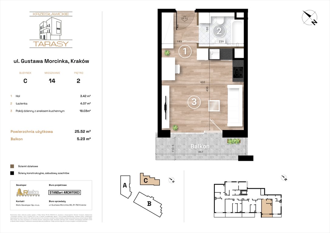 Nowa kawalerka KRZESŁAWICKIE TARASY Kraków, Wzgórza Krzesławickie, Gustawa Morcinka  26m2 Foto 1