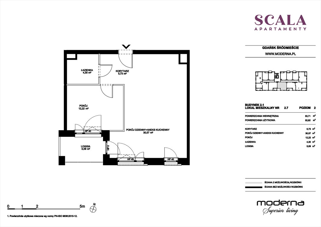 Nowe mieszkanie dwupokojowe Scala Gdańsk, ul. Łąkowa 60  54m2 Foto 1