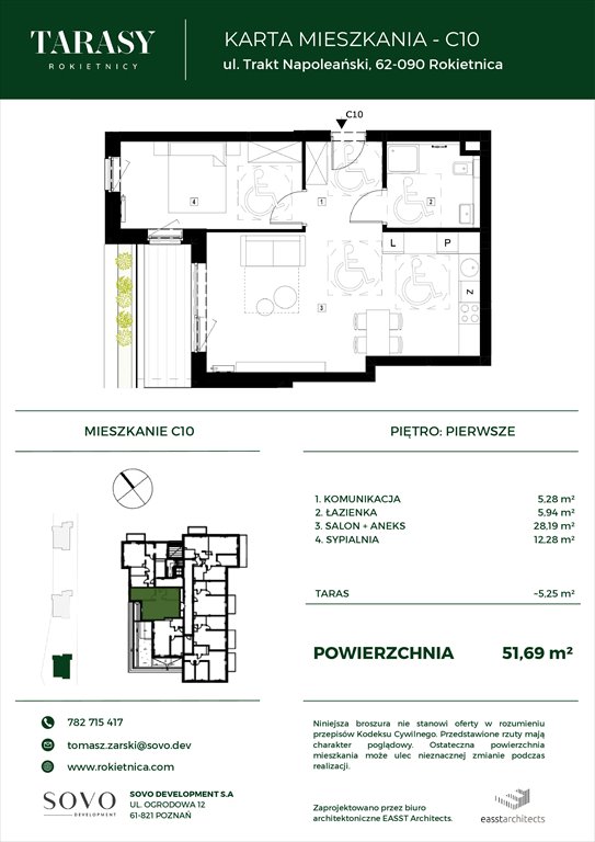 Nowe mieszkanie dwupokojowe Tarasy Rokietnicy Rokietnica, Trakt Napoleoński  52m2 Foto 1