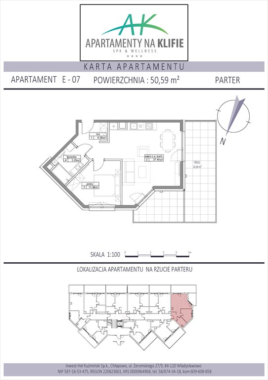 Nowe mieszkanie dwupokojowe Apartamenty na Klifie Władysławowo, Żeromskiego 27  51m2 Foto 1