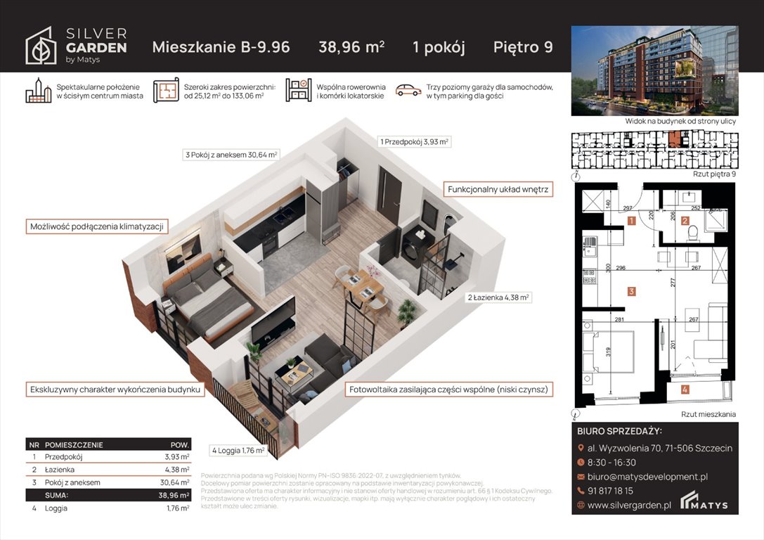 mieszkanie na sprzedaż 39m2 mieszkanie Szczecin, Centrum, al. Wyzwolenia 70 / ul. Staszica 21