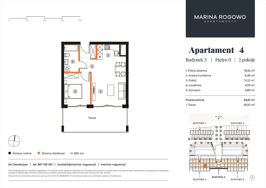 Nowe mieszkanie dwupokojowe APARTAMENTY MARINA ROGOWO Rogowo, Rogowo 65  44m2 Foto 1