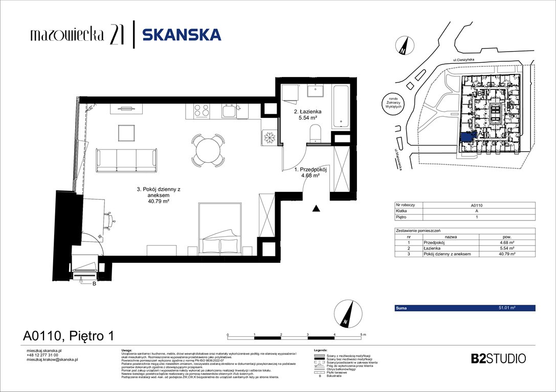 Nowa kawalerka Mazowiecka 21 Kraków, Krowodrza, ul. Mazowiecka 21  51m2 Foto 1