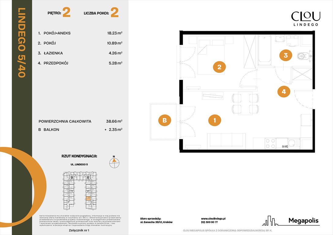 Nowe mieszkanie dwupokojowe Clou Lindego Kraków, Lindego 5  39m2 Foto 1