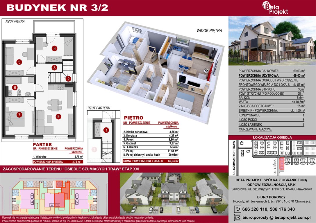 Nowe mieszkanie trzypokojowe Osiedle Szumiących Traw Etap XVI Porosły, Jesiennych Liści 99/1  69m2 Foto 1