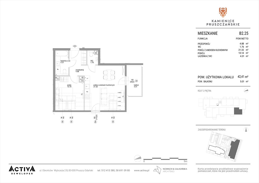 Nowe mieszkanie dwupokojowe Kamienice Pruszczańskie Pruszcz Gdański, ul. Grunwaldzka 71B, 71C  42m2 Foto 1