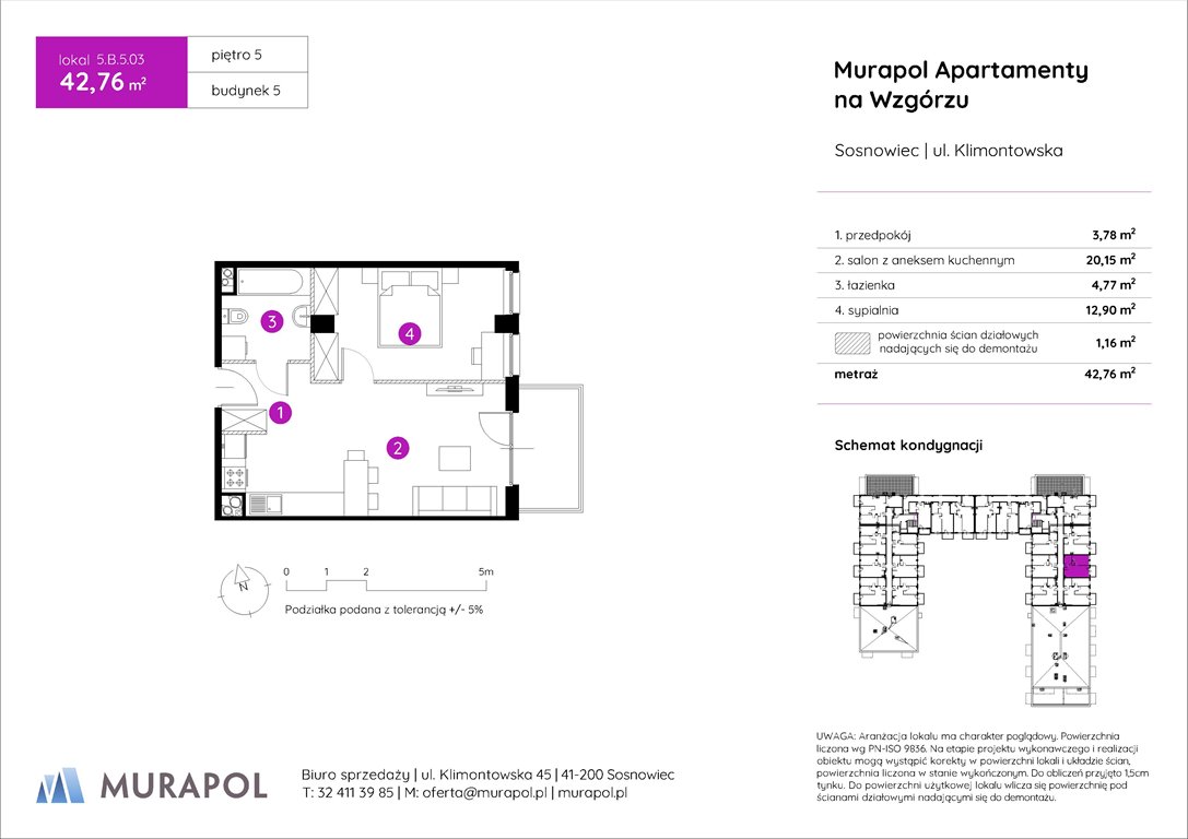 Nowe mieszkanie dwupokojowe Murapol Apartamenty na Wzgórzu Sosnowiec, ul. Klimontowska  43m2 Foto 1