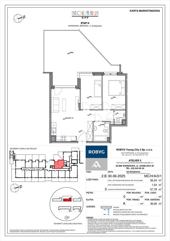 Nowe mieszkanie trzypokojowe Modern City Warszawa, Bemowo, Szeligowska  56m2 Foto 1