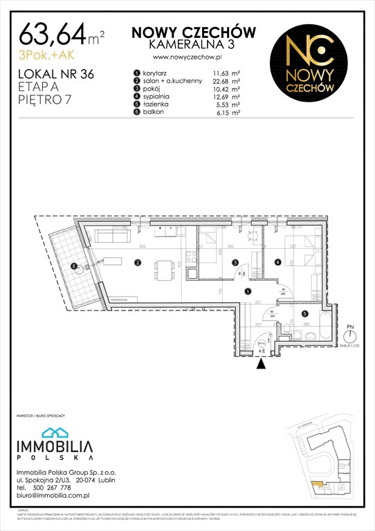 Nowe mieszkanie trzypokojowe NOWY CZECHÓW Lublin, CZECHÓW, Kameralna 3  64m2 Foto 1