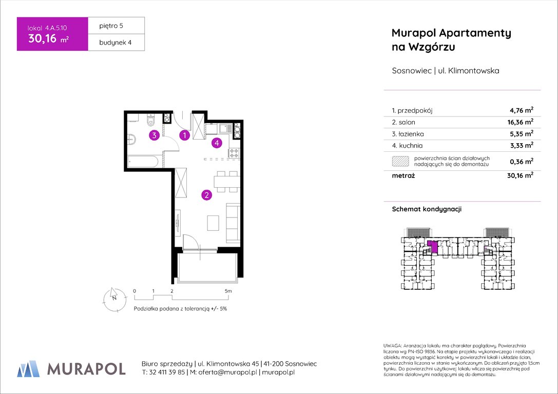 Nowa kawalerka Murapol Apartamenty na Wzgórzu Sosnowiec, ul. Klimontowska  30m2 Foto 1