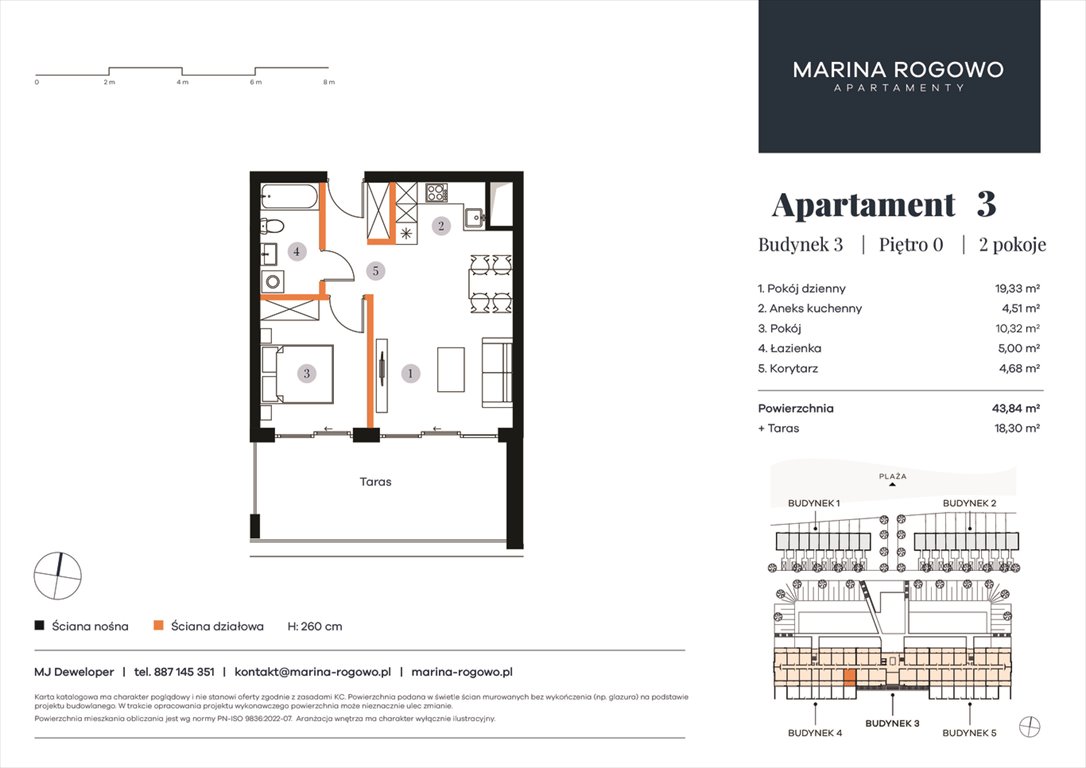 Nowe mieszkanie dwupokojowe APARTAMENTY MARINA ROGOWO Rogowo, Rogowo 65  44m2 Foto 1