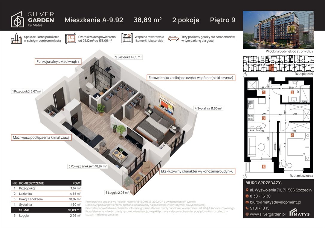 mieszkanie na sprzedaż 45m2 mieszkanie Szczecin, Centrum, al. Wyzwolenia 70 / ul. Staszica 21