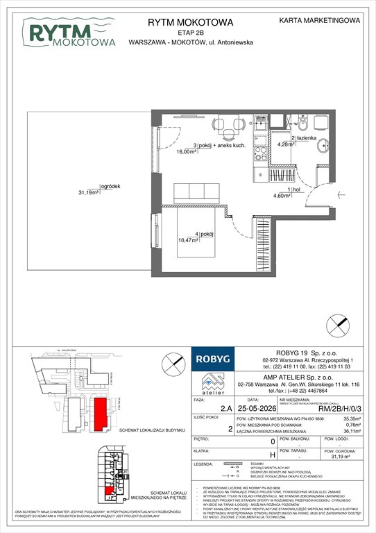 Nowe mieszkanie dwupokojowe Rytm Mokotowa Warszawa, Mokotów, Antoniewska 3B  35m2 Foto 1