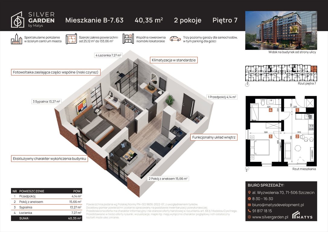 mieszkanie na sprzedaż 40m2 mieszkanie Szczecin, Centrum, al. Wyzwolenia 70 / ul. Staszica 21