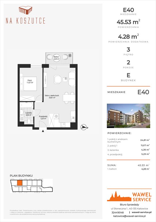 Nowe mieszkanie dwupokojowe Na Koszutce II Katowice, Słoneczna 1  46m2 Foto 1