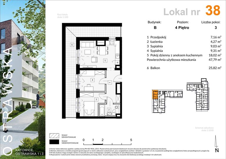 Nowe mieszkanie trzypokojowe OSTRAWSKA 1 Katowice, Ligota, Ostrawska  48m2 Foto 2