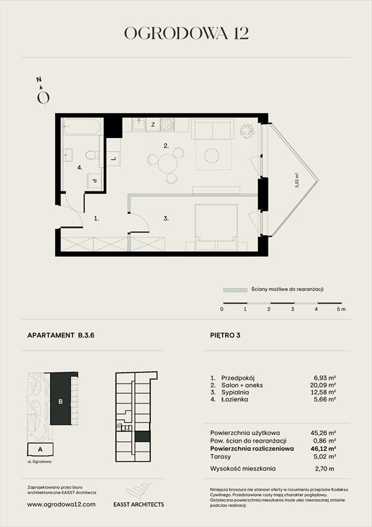 Nowe mieszkanie Apartamentowiec Ogrodowa 12 Poznań, Ogrodowa 12  46m2 Foto 1