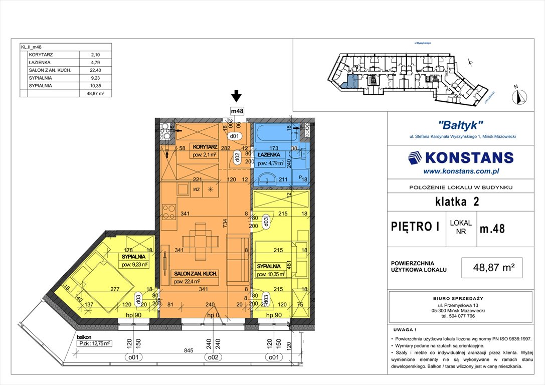 Nowe mieszkanie trzypokojowe Bałtyk Mińsk Mazowiecki, Wyszyńskiego 1  49m2 Foto 1