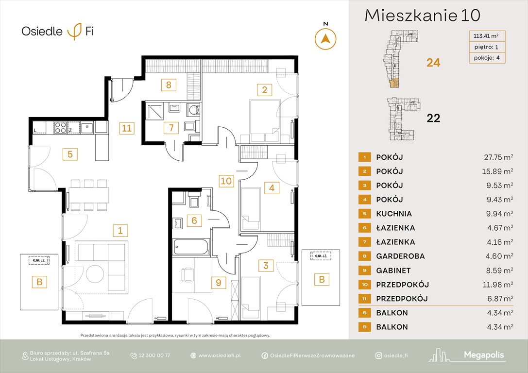 Nowe mieszkanie czteropokojowe  Osiedle FI Kraków, Rzemieślnicza 22-24  113m2 Foto 1
