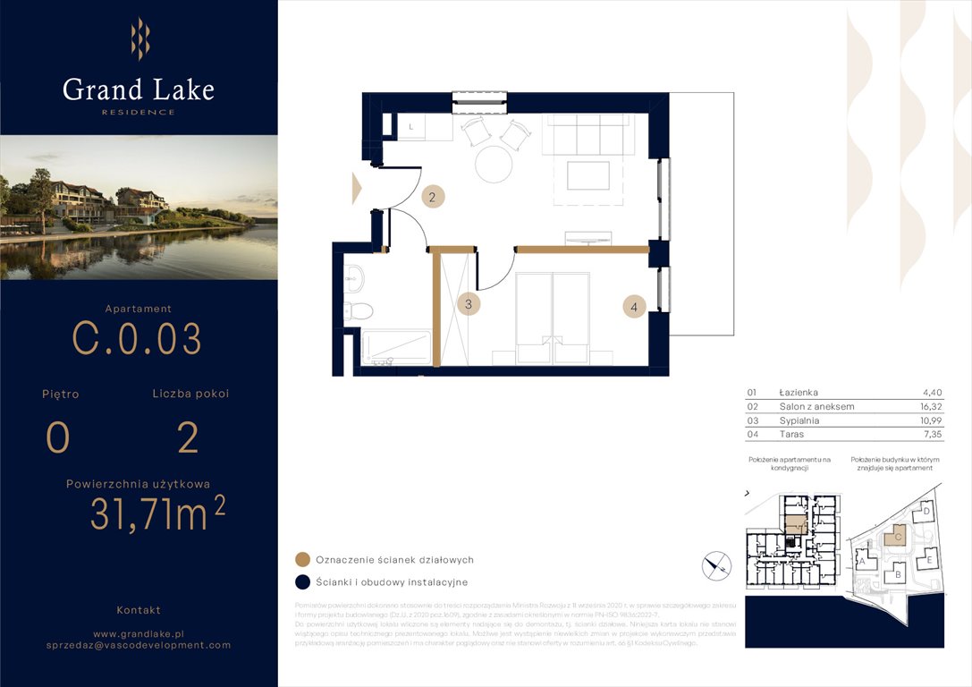 Nowe mieszkanie dwupokojowe Grand Lake Mikołajki, Kajki 124  32m2 Foto 1