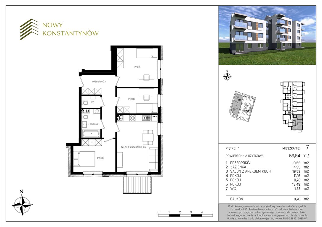 Nowe mieszkanie czteropokojowe  Nowy Konstantynów Konstantynów Łódzki, Kosynierów 10 B  70m2 Foto 1