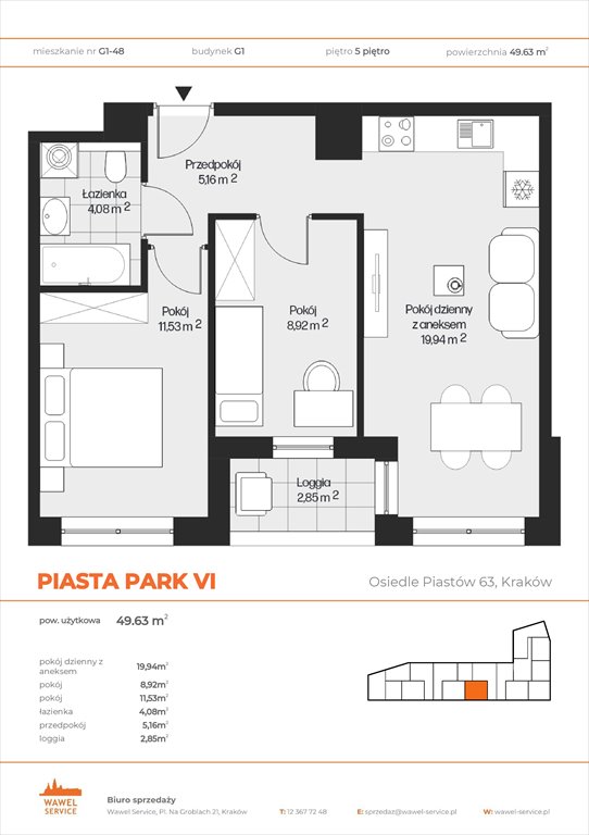 Nowe mieszkanie trzypokojowe PIASTA PARK VI Kraków, Mistrzejowice, Osiedle Piastów 63  50m2 Foto 1