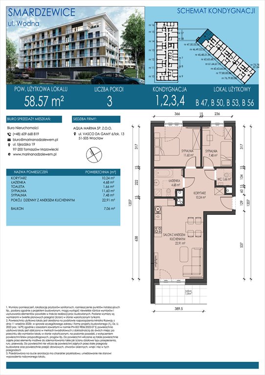 Nowe mieszkanie trzypokojowe AQUA MARINA SMARDZEWICE, WODNA  59m2 Foto 1