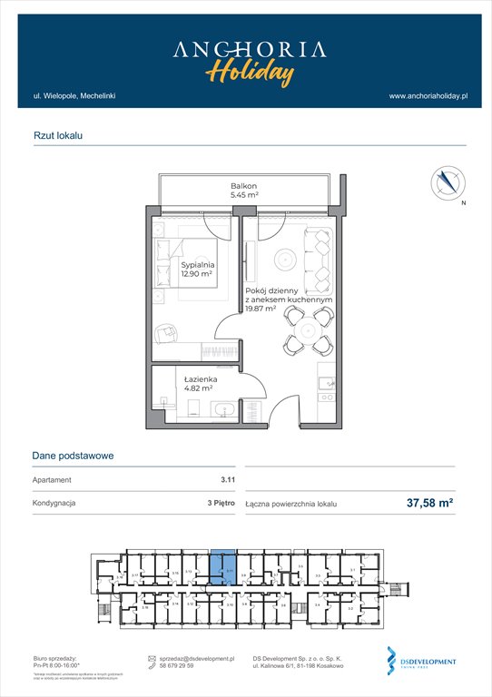 Nowe mieszkanie dwupokojowe Anchoria Holiday Mechelinki, Wielopole 36-38  38m2 Foto 1