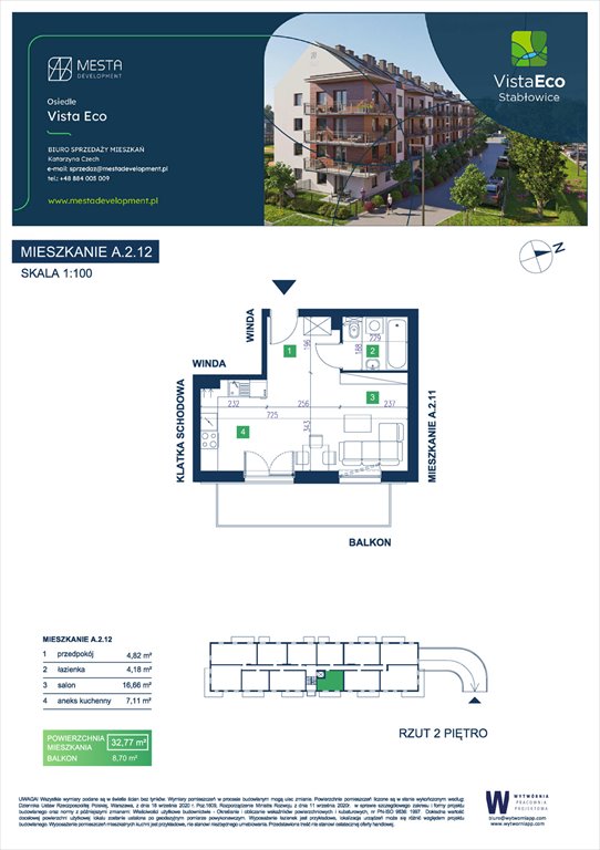 Nowa kawalerka Vista Eco budynek A Wrocław, Fabryczna, Łomnicka  33m2 Foto 1
