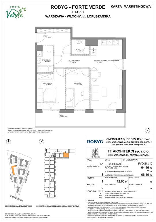 Nowe mieszkanie trzypokojowe Forte Verde Warszawa, Włochy, Łopuszańska 28  64m2 Foto 1