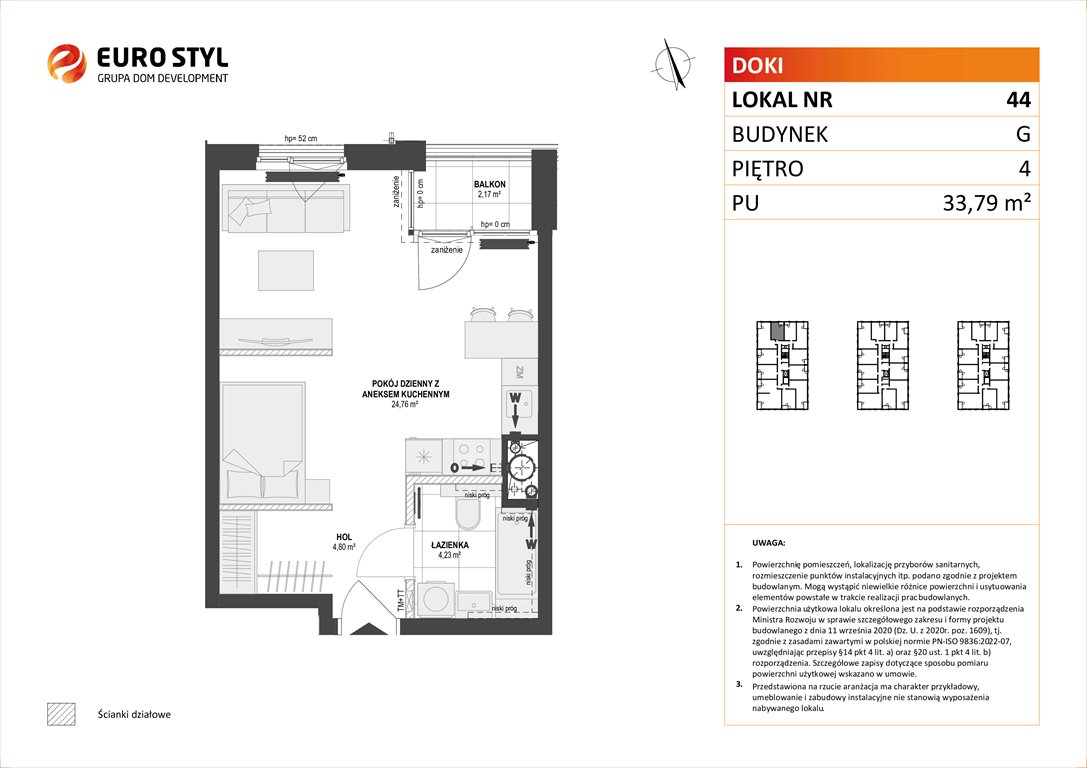 Nowa kawalerka DOKI LIVING Gdańsk, Śródmieście, ks. Jerzego Popiełuszki/Rybaki Górne  34m2 Foto 1