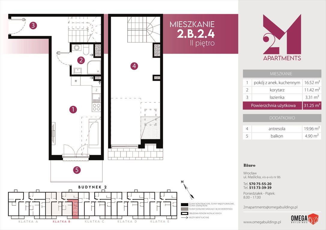 Nowe mieszkanie dwupokojowe 2M Apartments Wrocław, Maślice, Zawidowska 3  51m2 Foto 1